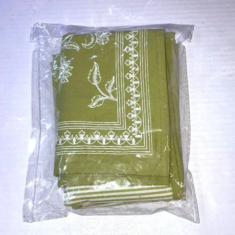 WORLD MARKET Elegant Floral Placemats Green and White 100% Cotton Set of 2